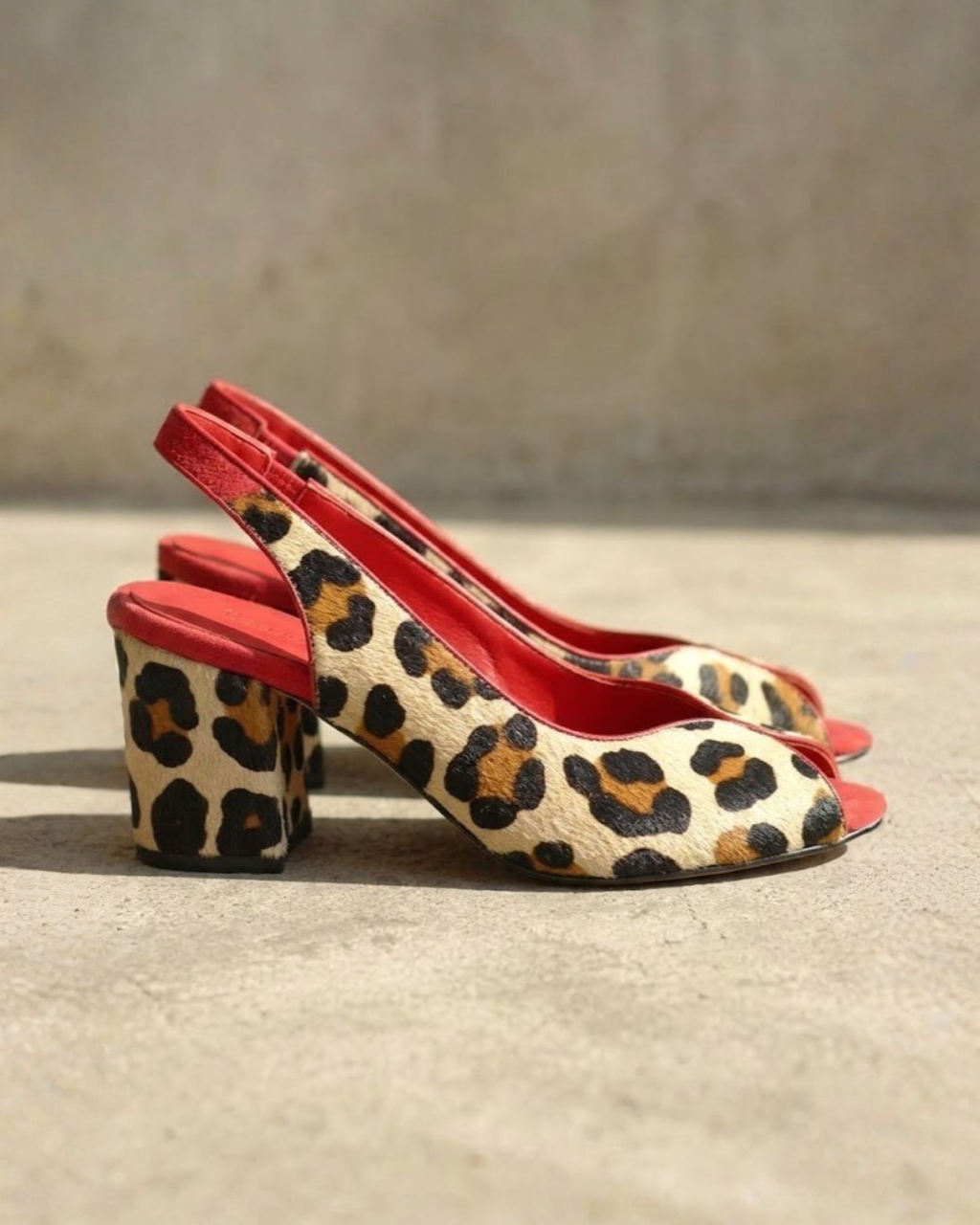 Leopard Print Peep-Toe Slingback Heels