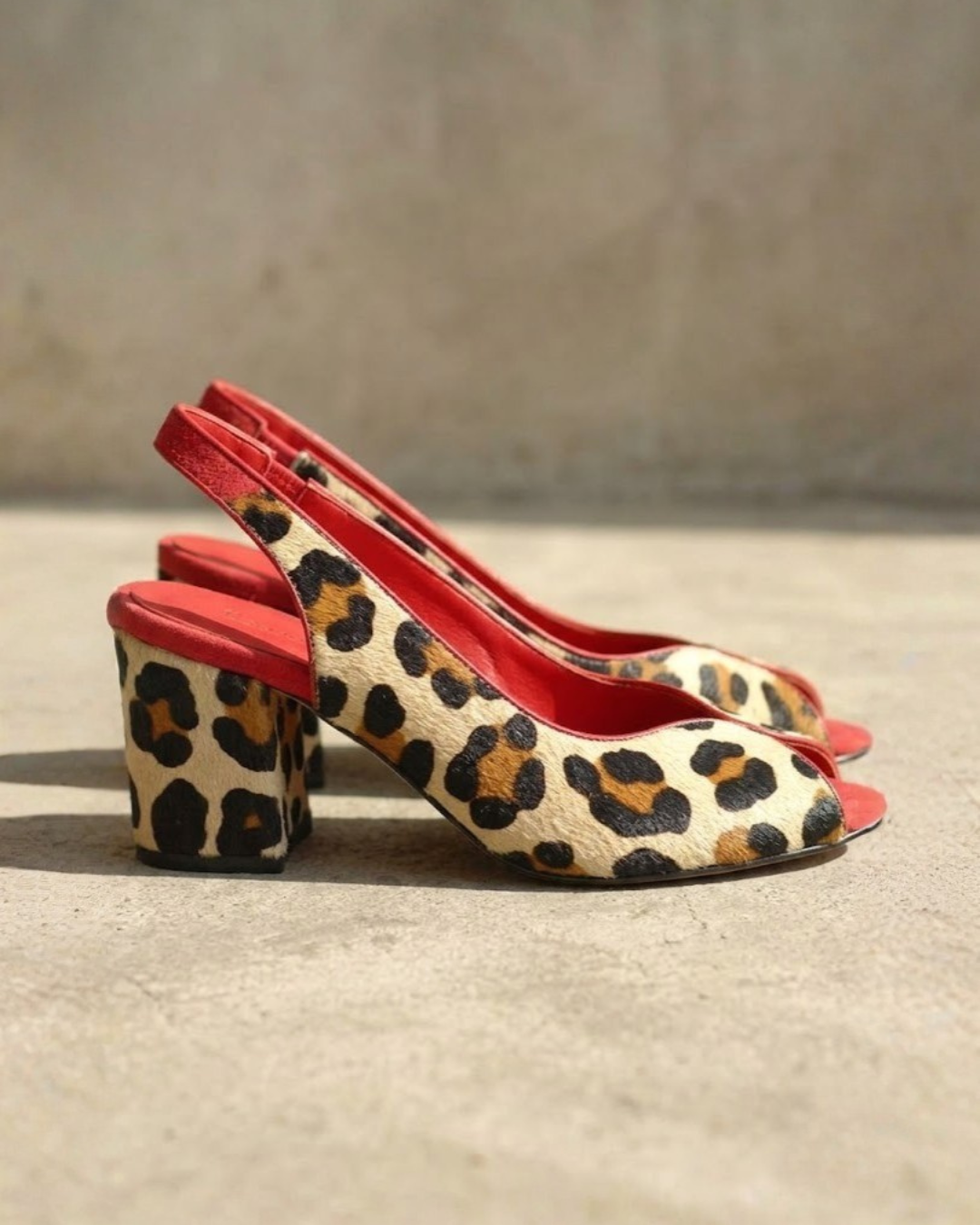 Leopard Print Peep-Toe Slingback Heels