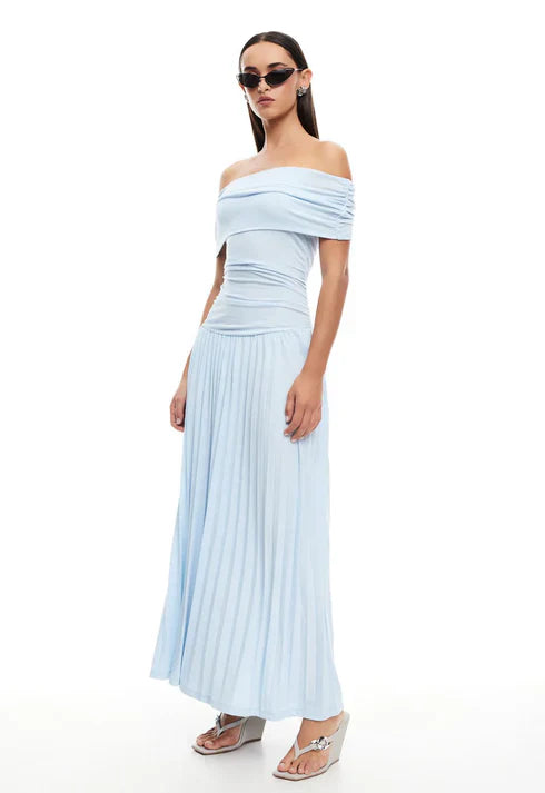 Covernorth Women's Off-the-Shoulder Pleated Maxi Dress