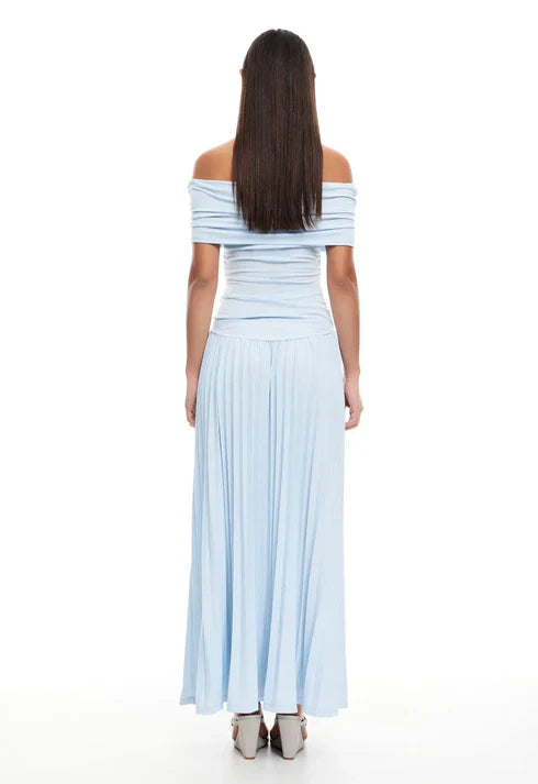 Covernorth Women's Off-the-Shoulder Pleated Maxi Dress