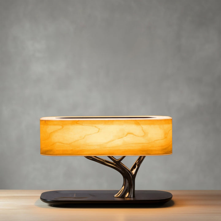 Elegant Wood Grain Tree of Light Bedside Wireless Charging Lamp