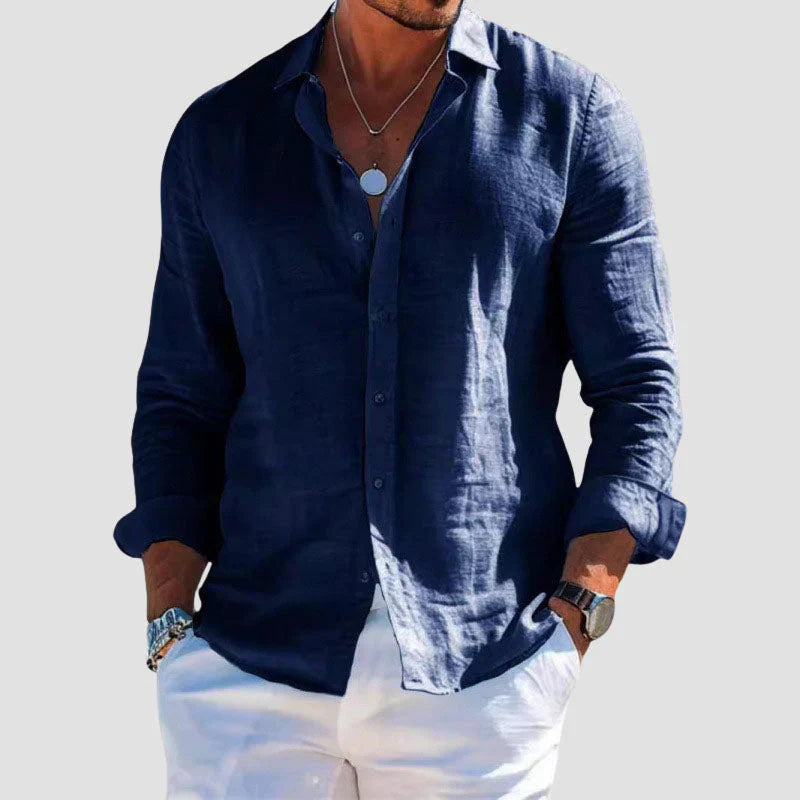 Men's Long Sleeve Button Down Linen Shirt