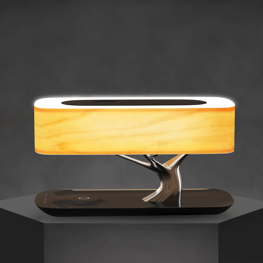 Elegant Wood Grain Tree of Light Bedside Wireless Charging Lamp