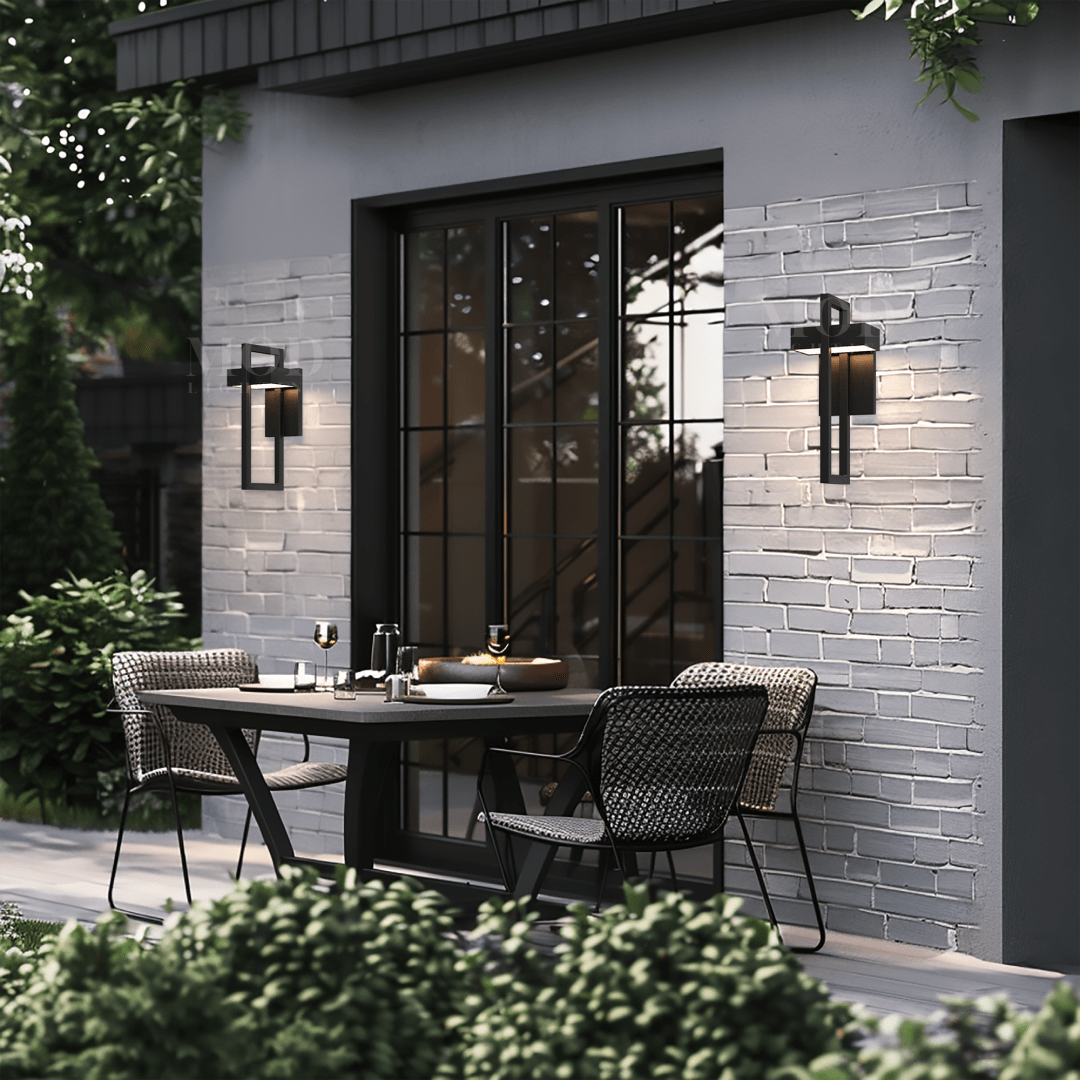 Modern Geometric LED Outdoor Wall Sconce Architectural Entryway Light