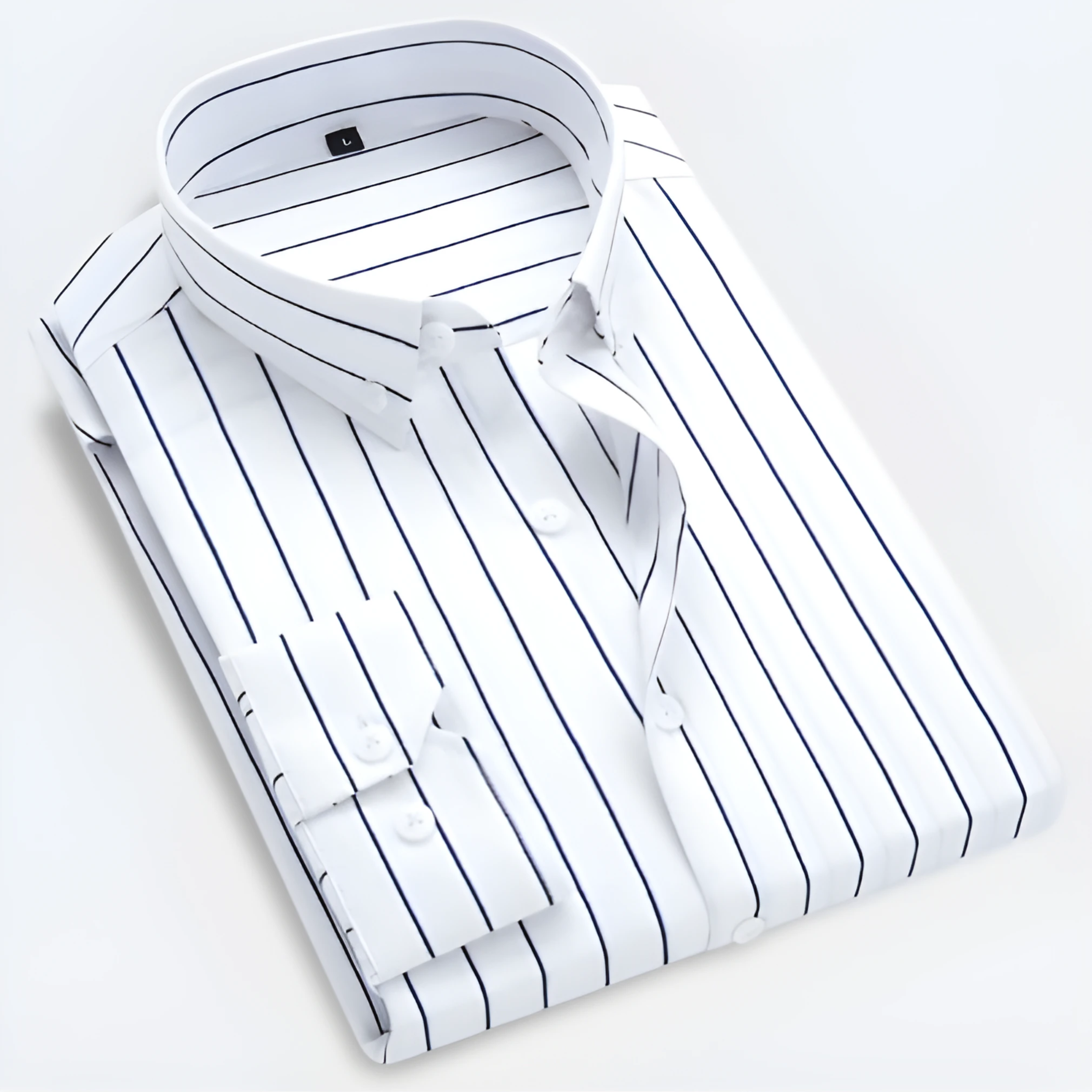 Men's Vertical Striped Long-Sleeve Dress Shirt