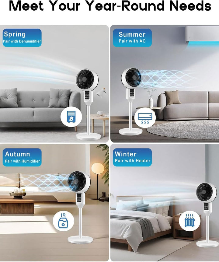 Quiet Pedestal Fan | Remote & Quiet Airflow | Bedroom & Office | White