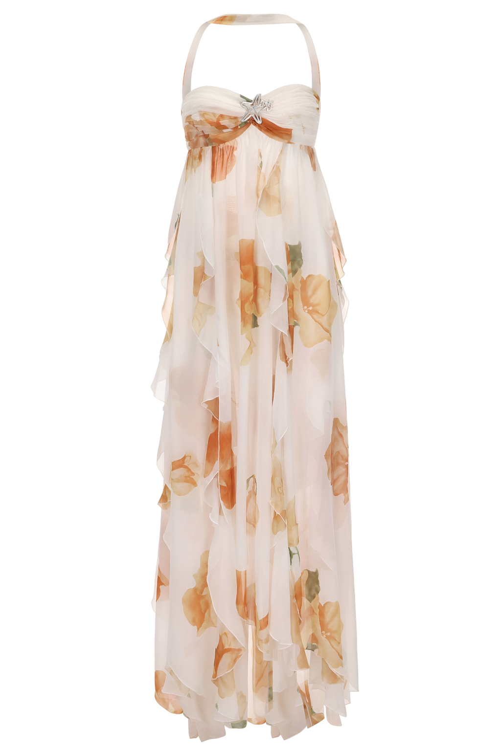 Covernorth Women’s Floral Silk Chiffon Maxi Dress