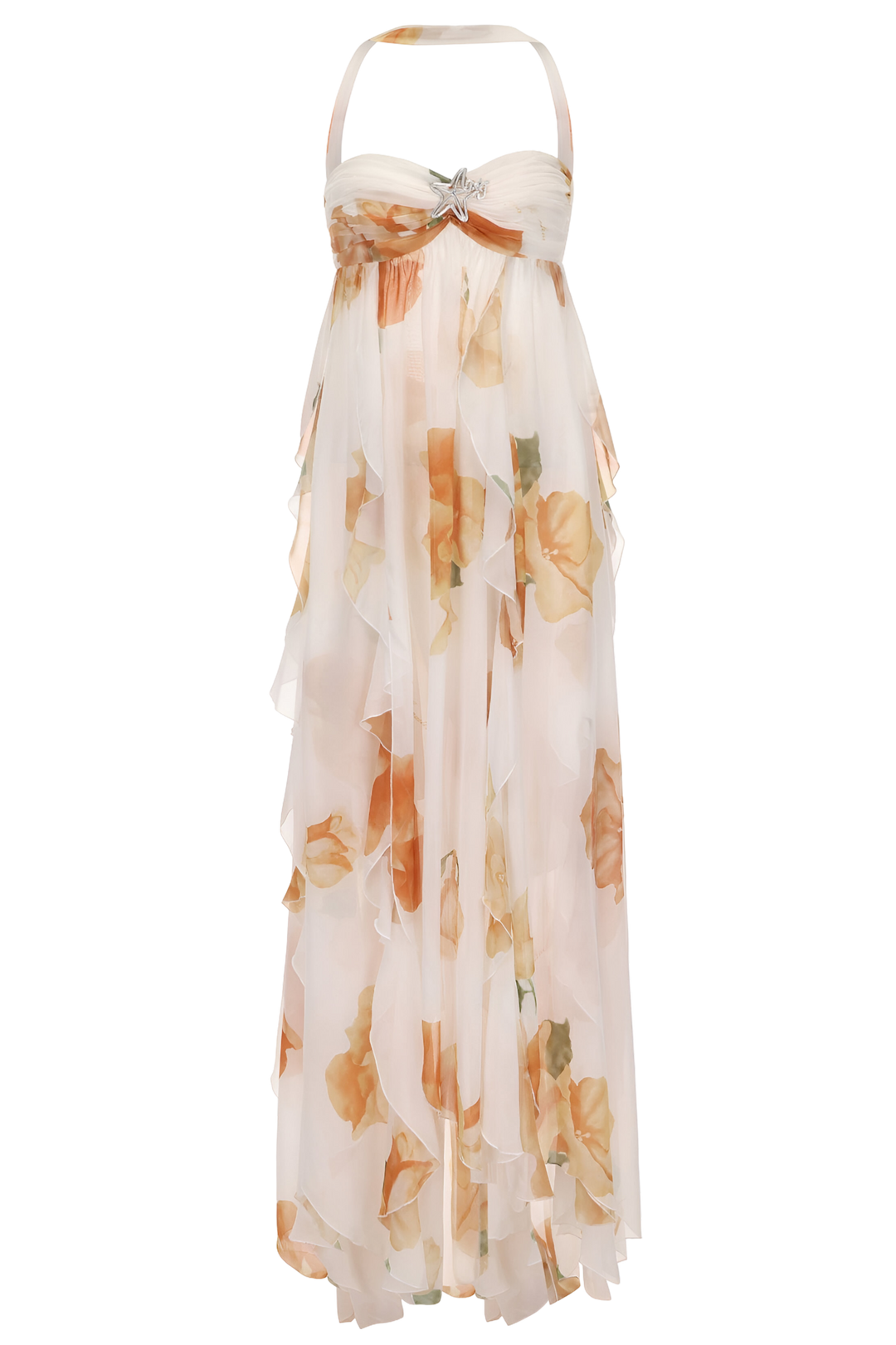 Covernorth Women’s Floral Silk Chiffon Maxi Dress