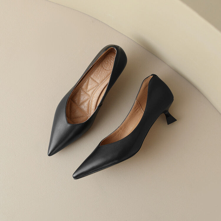 Women's Pointed Toe Kitten Heel Pumps