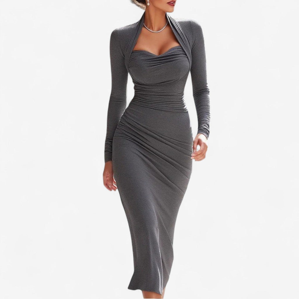 Covernorth Women's Ruched Long Sleeve Midi Dress