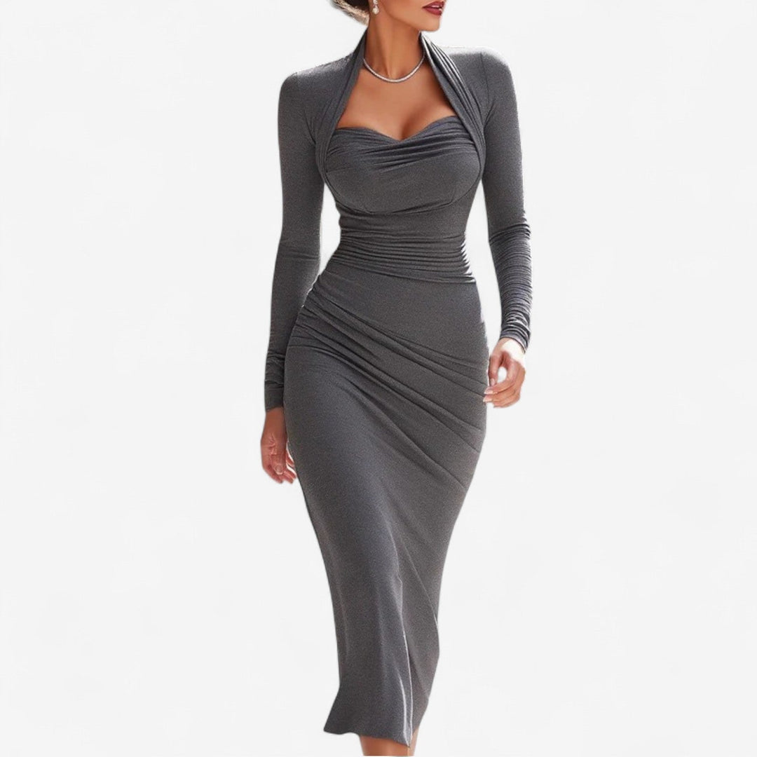 Covernorth Women's Ruched Long Sleeve Midi Dress