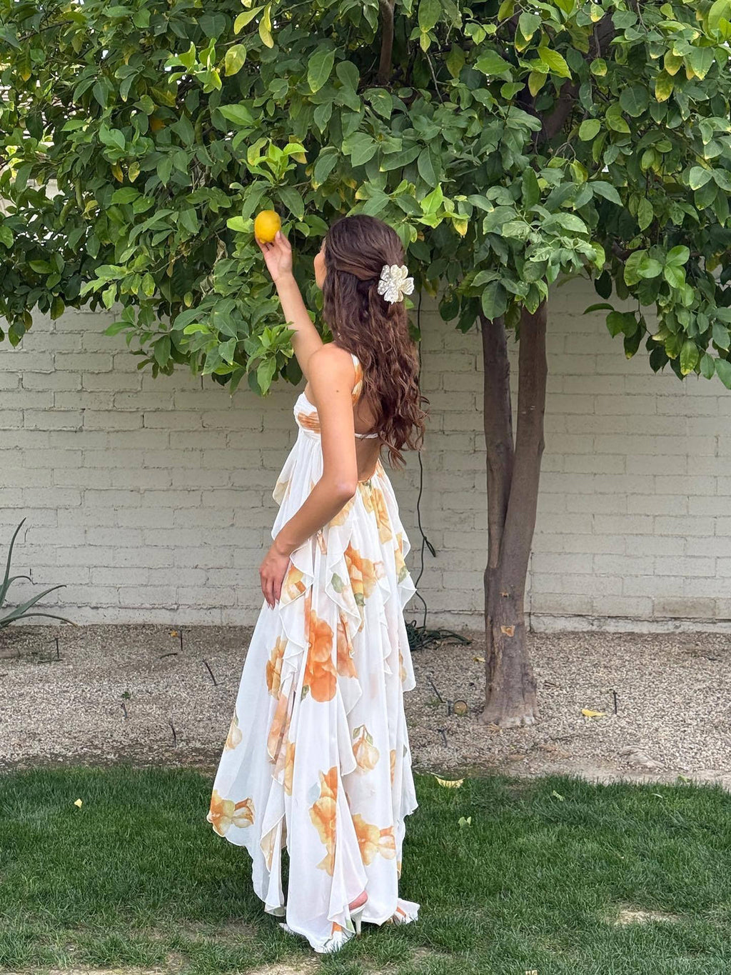 Covernorth Women’s Floral Silk Chiffon Maxi Dress