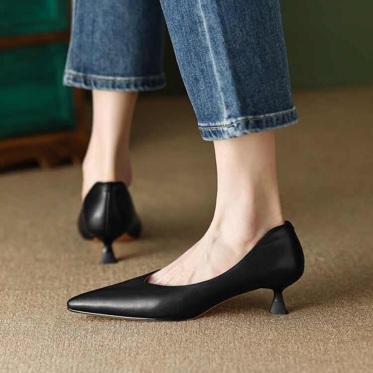 Women's Pointed Toe Kitten Heel Pumps