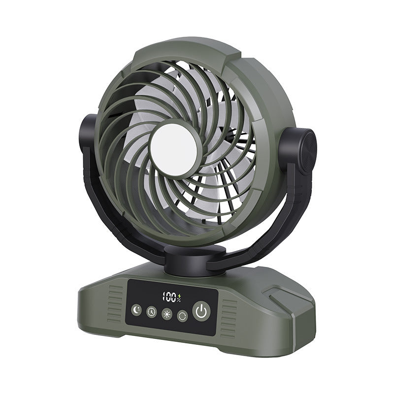 Portable Camping Fan │ 360° Airflow & LED Light │ Outdoor & Tent