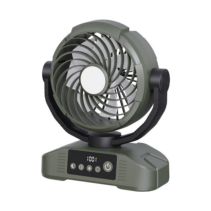 Portable Camping Fan │ 360° Airflow & LED Light │ Outdoor & Tent
