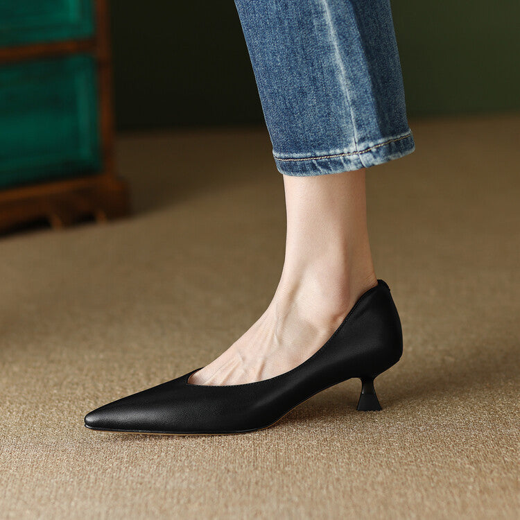 Women's Pointed Toe Kitten Heel Pumps