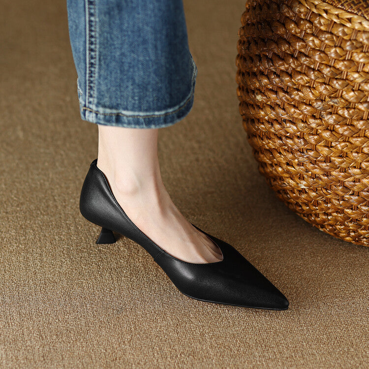 Women's Pointed Toe Kitten Heel Pumps