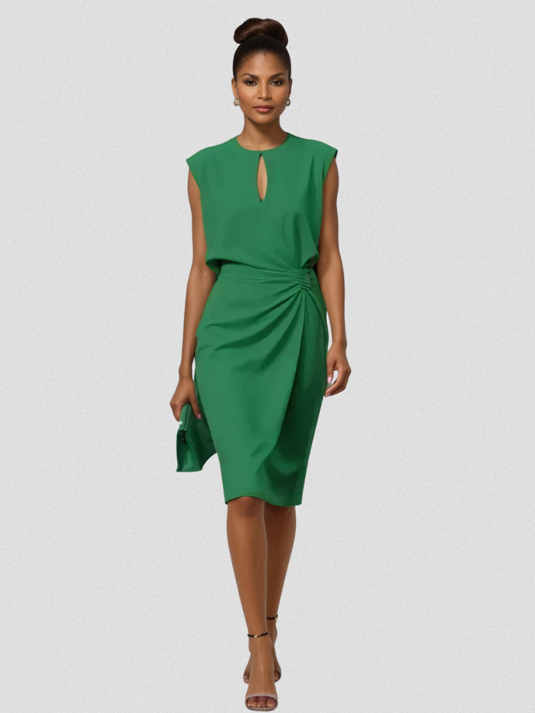 Women's Sleeveless Ruched Midi Dress