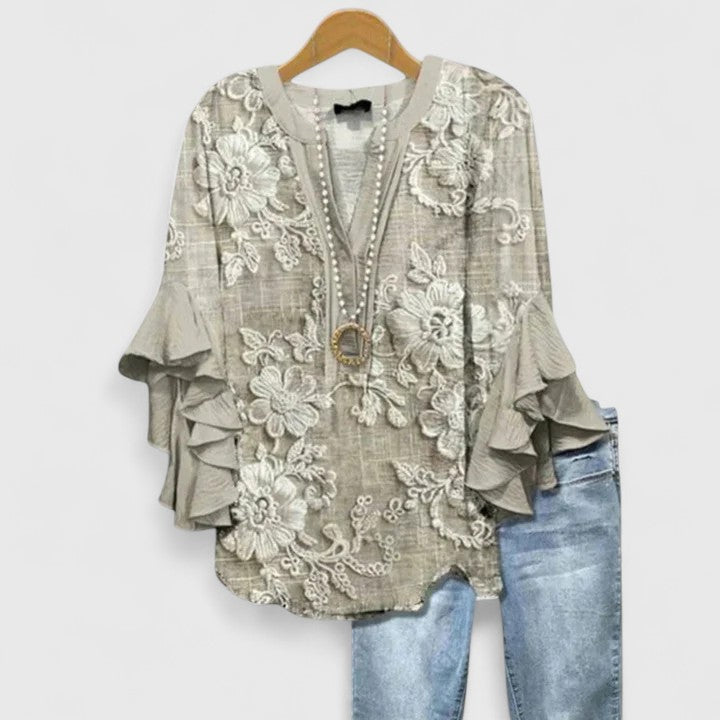 Women’s Floral Print Ruffled Blouse