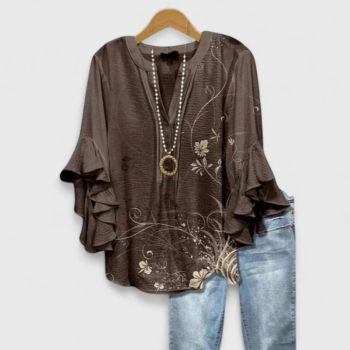 Women’s Floral Print Ruffled Blouse