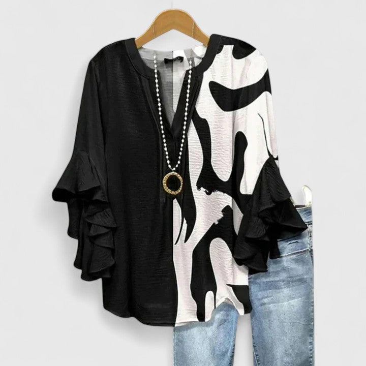 Women’s Floral Print Ruffled Blouse
