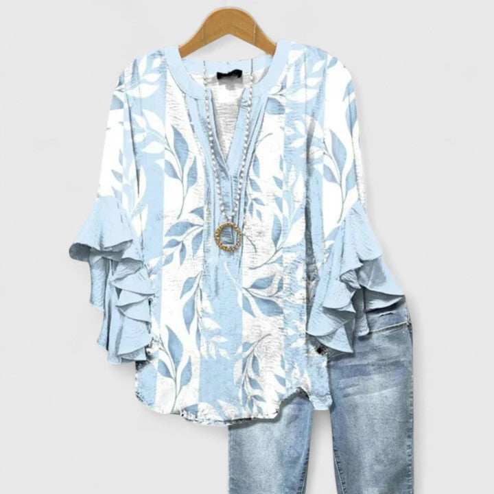 Women’s Floral Print Ruffled Blouse