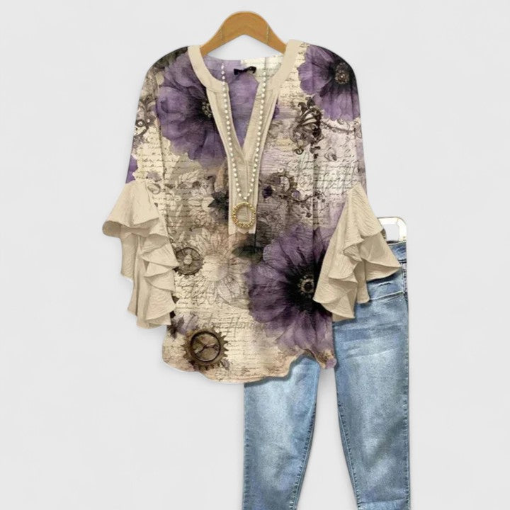 Women’s Floral Print Ruffled Blouse