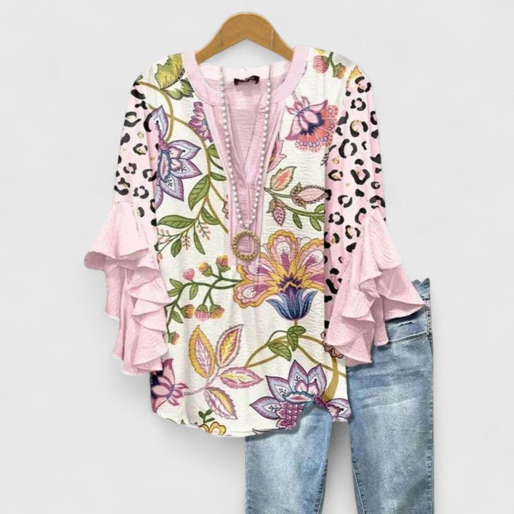 Women’s Floral Print Ruffled Blouse