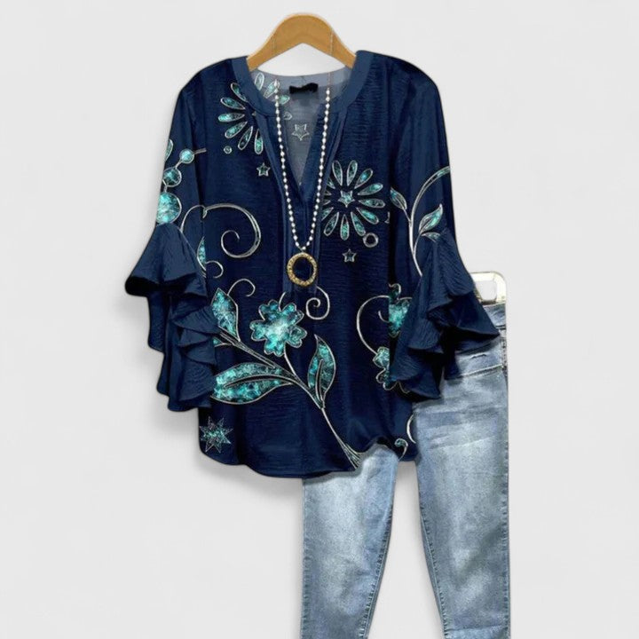Women’s Floral Print Ruffled Blouse