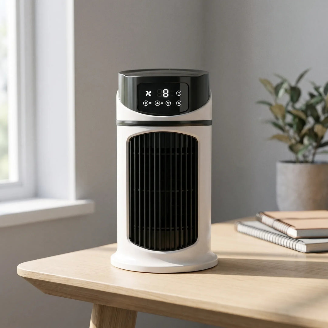 Tower Misting Fan | Digital Display, Remote | Cools Bedroom Office | White