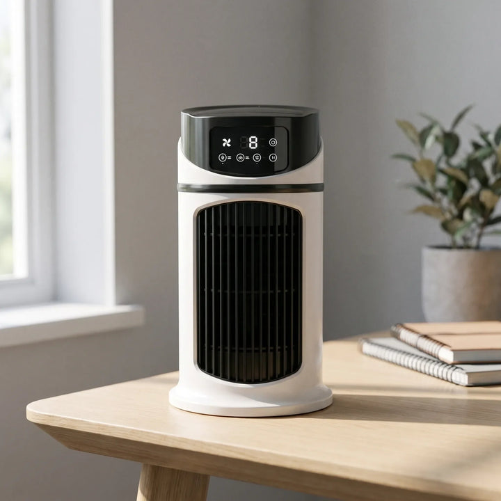 Tower Misting Fan | Digital Display, Remote | Cools Bedroom Office | White