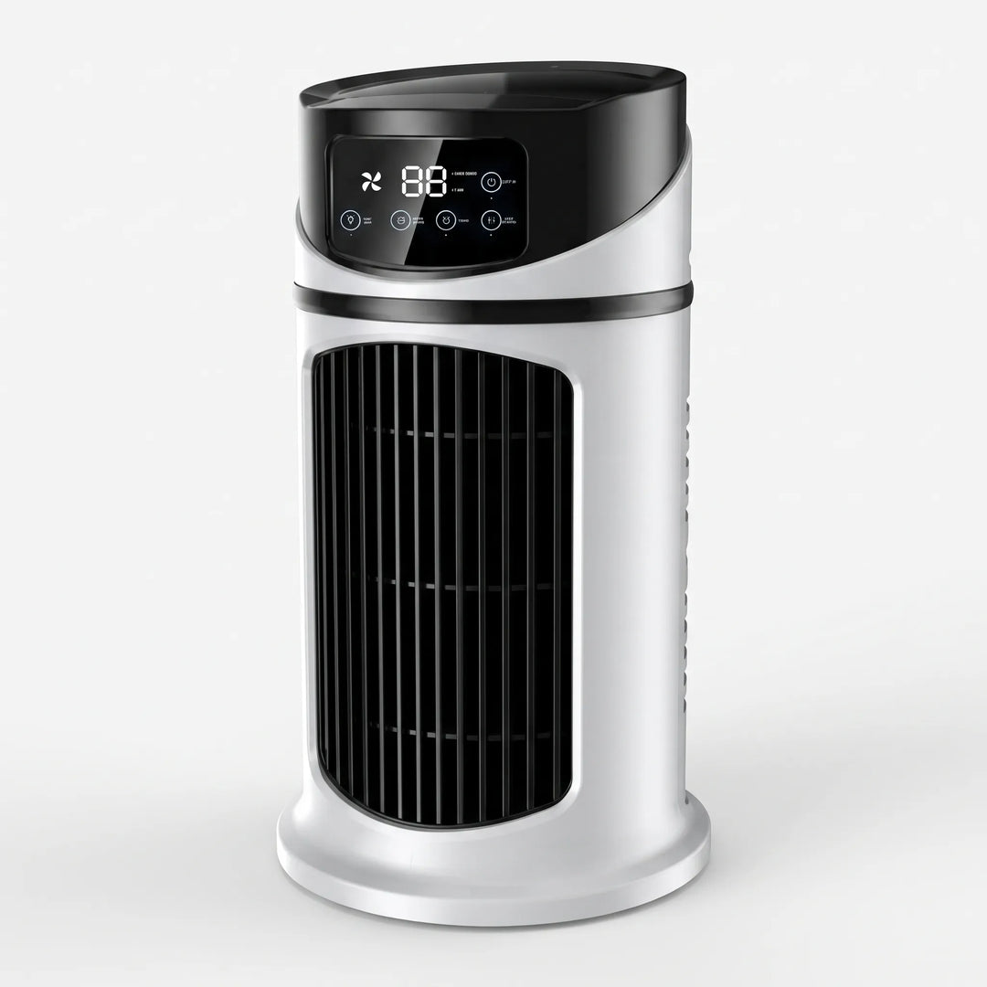 Tower Misting Fan | Digital Display, Remote | Cools Bedroom Office | White