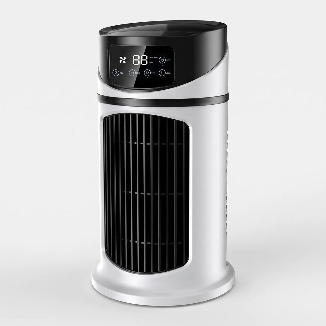 Tower Misting Fan | Digital Display, Remote | Cools Bedroom Office | White