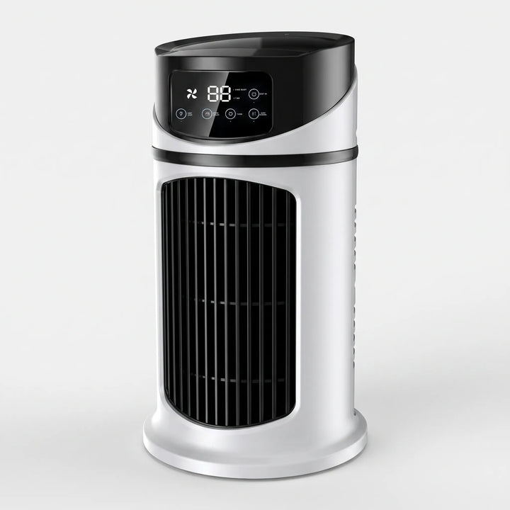 Tower Misting Fan | Digital Display, Remote | Cools Bedroom Office | White