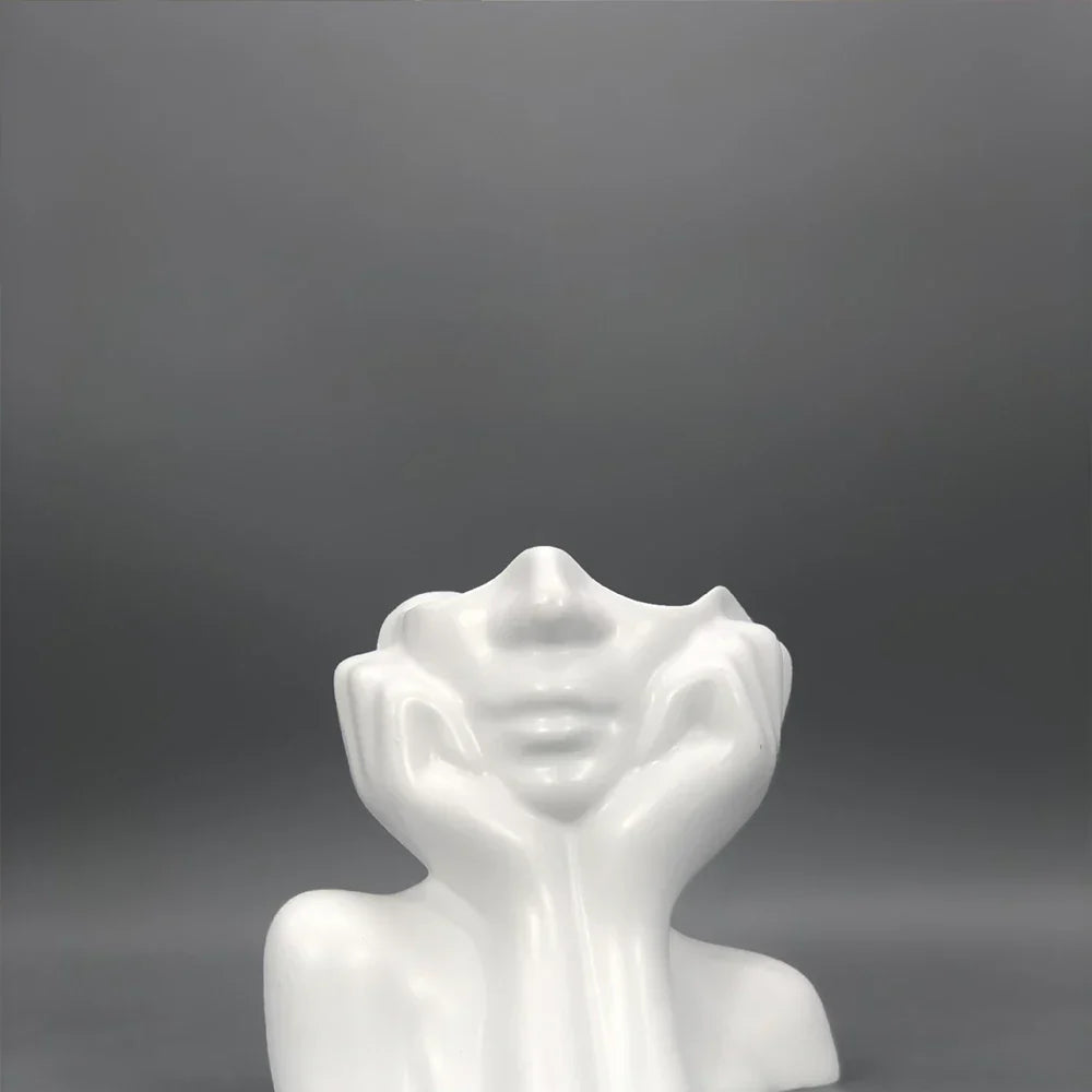 Face Flower Vase | Elegant Art Sculpture Decor | Living Room