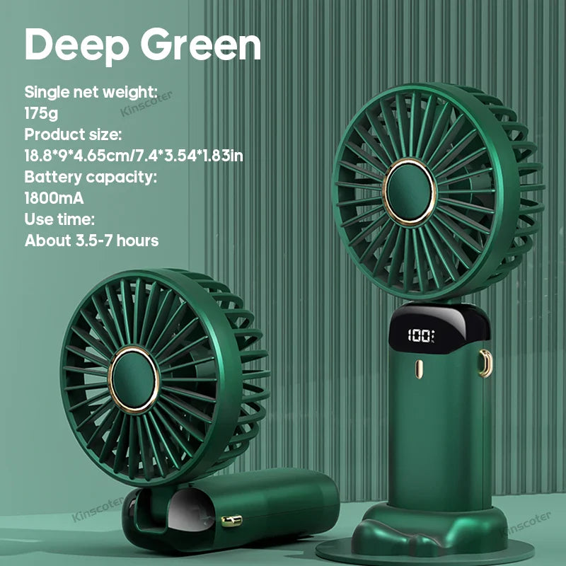 Rechargeable Portable Handheld Cooling Fan with LED Smart Display