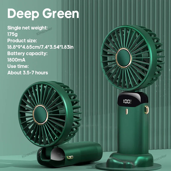 Rechargeable Portable Handheld Cooling Fan with LED Smart Display
