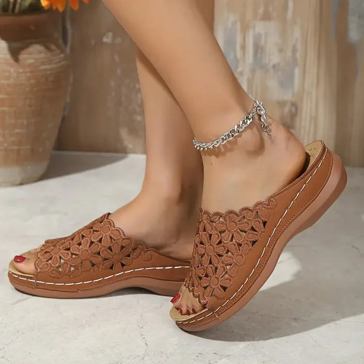 Covernorth Women's Floral Cutout Wedge Sandals