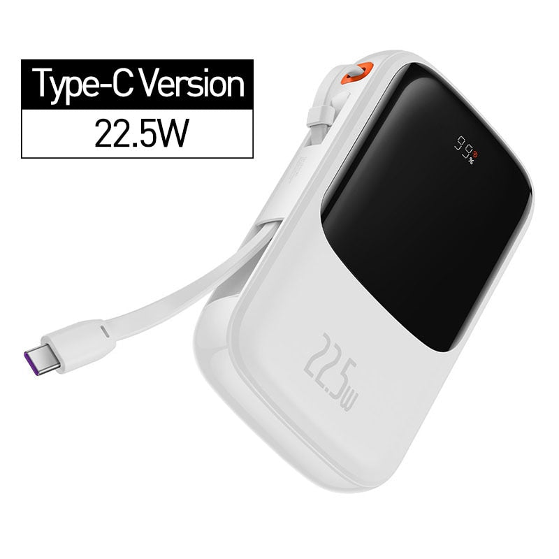 Mini Power Bank with Cable | 10000mAh Fast Charging | Travel & Daily Use
