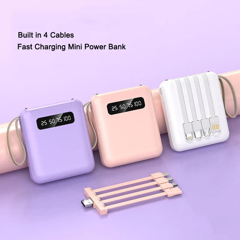 Portable Power Bank | Built-in Cables Fast Charging | Travel