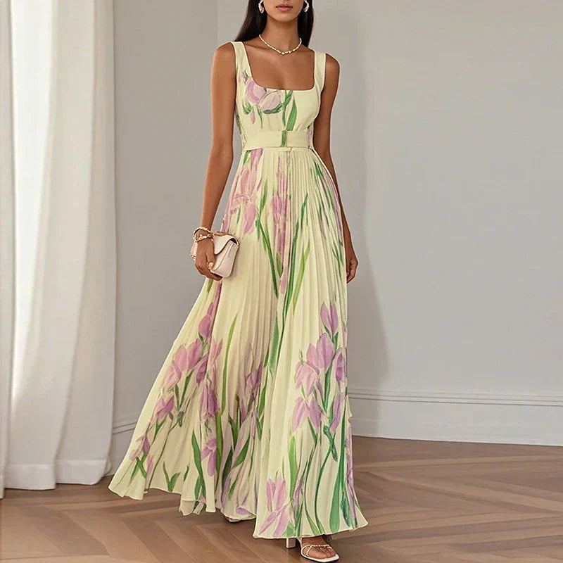 Women’s Floral Print Square Neck Maxi Dress