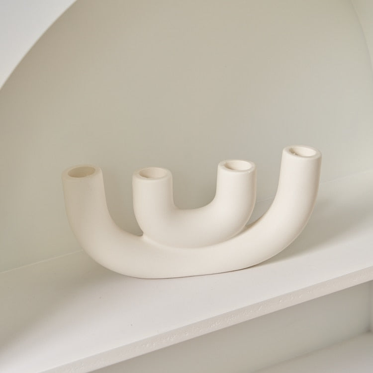 Modern Candle Holder │ Ceramic, Modern Arch Design │ Living Room & Table │ White