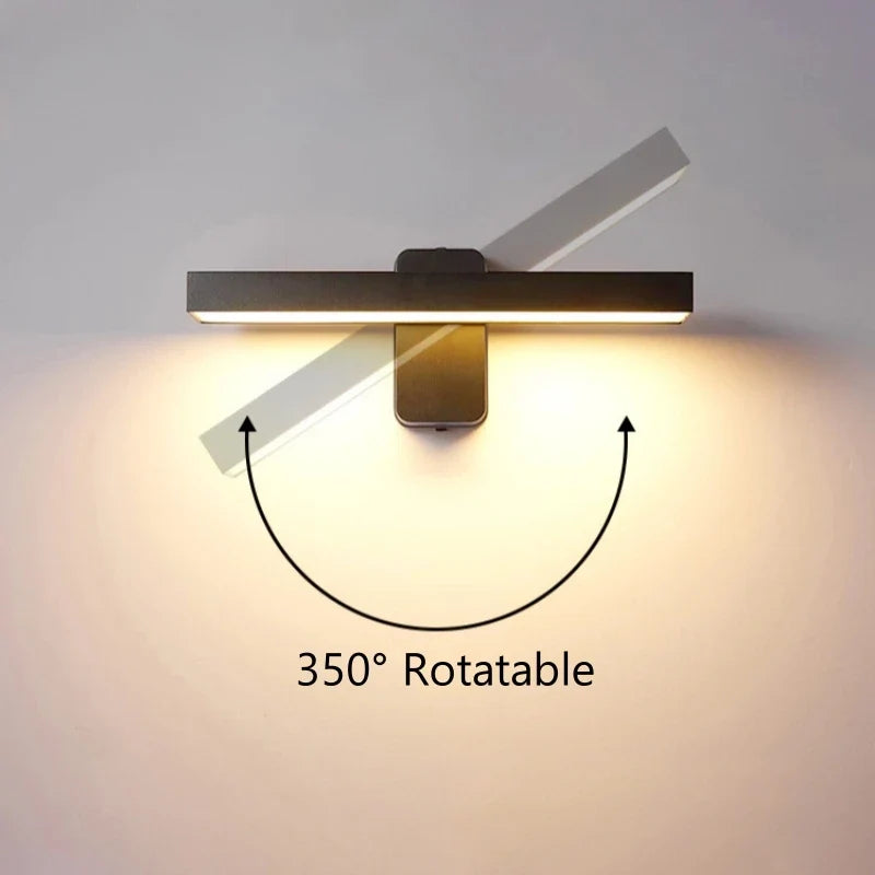 Motion Sensor Wall Light | 350° Rotatable, Safe | Porch & Path | Black
