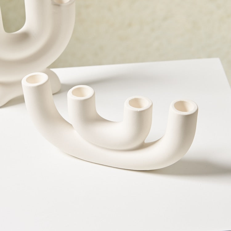 Modern Candle Holder │ Ceramic, Modern Arch Design │ Living Room & Table │ White