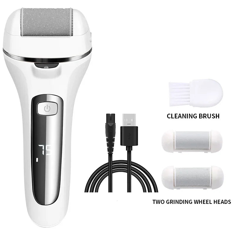 Electric Callus Remover | Rechargeable, 3 Grinding Heads | Home Pedicure & Spa
