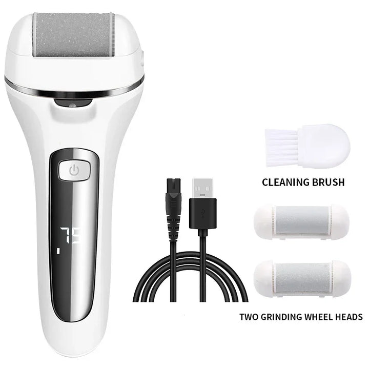 Electric Callus Remover | Rechargeable, 3 Grinding Heads | Home Pedicure & Spa