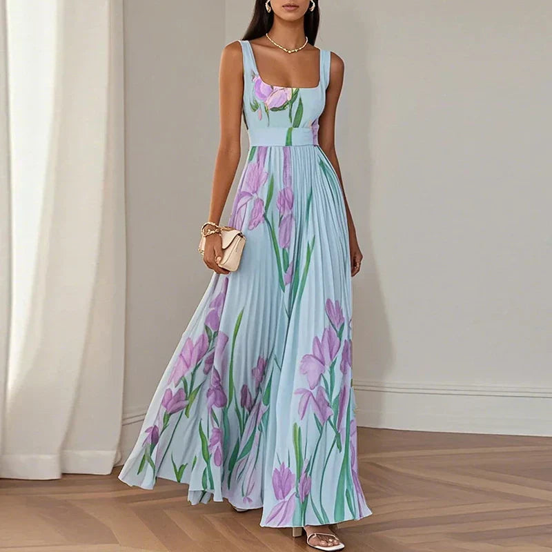 Women’s Floral Print Square Neck Maxi Dress