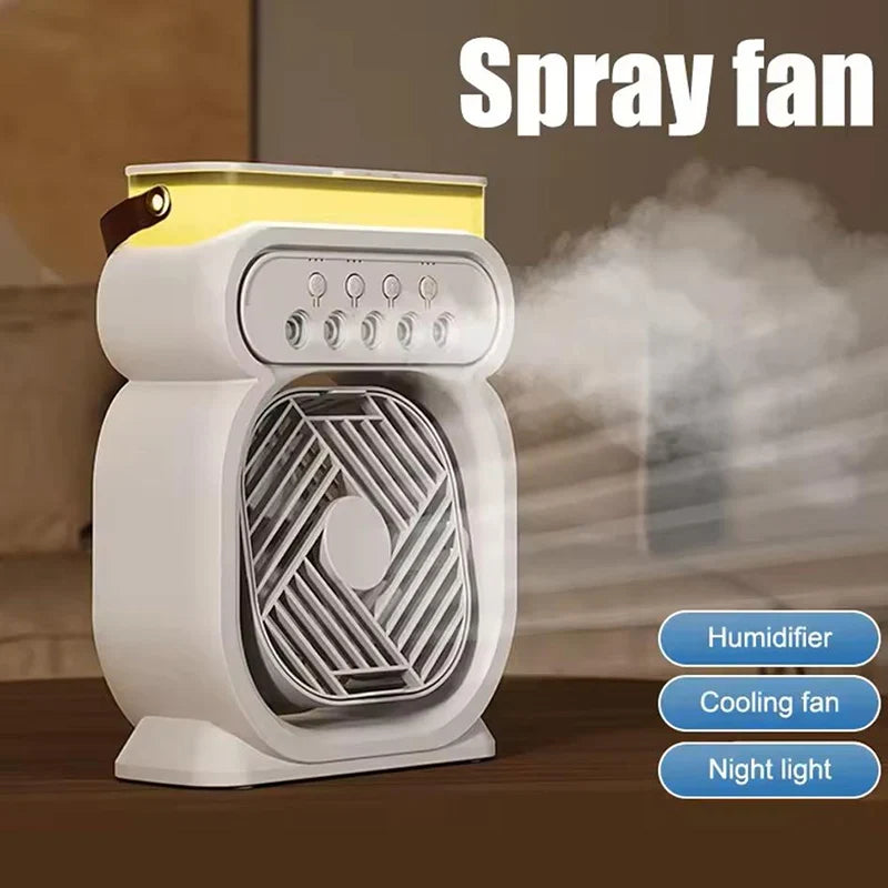 3-in-1 Air Cooler Fan | Mist Humidifier & LED Light | Desk & Travel