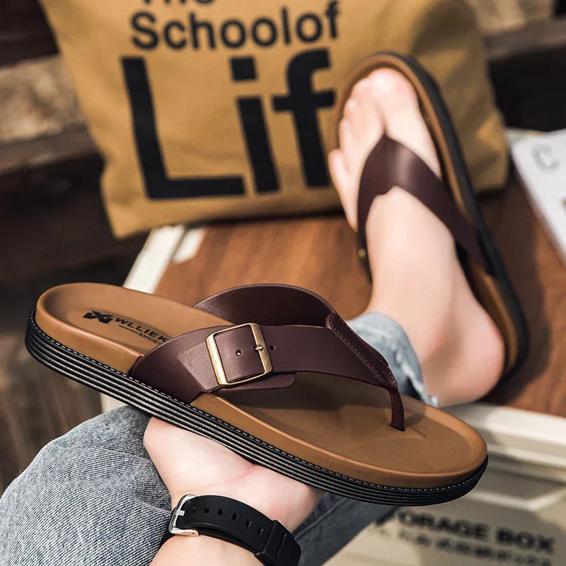 Covernorth Men's Buckle Strap Flip-Flops