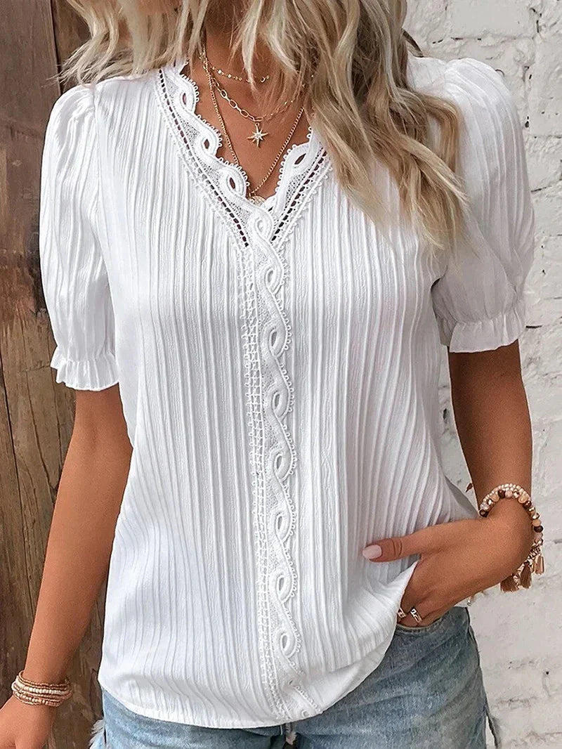 Covernorth Women's Short Sleeve Lace V-Neck Top